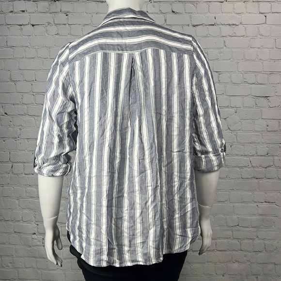 Style & Co Blue & White Stripe Button Down Shirt Plus Size 1X - Picture 3 of 7